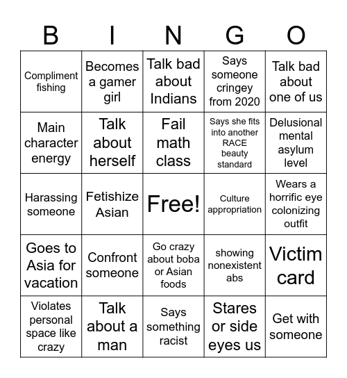 Felony Bingo Card