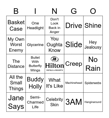 90s Alternative Bingo Card