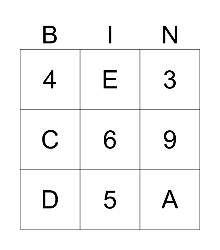 Hexadecimal Bingo Card