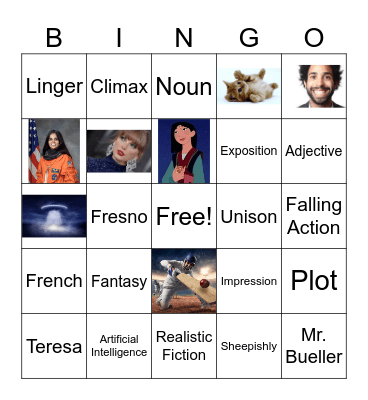 Short Story Bingo Card