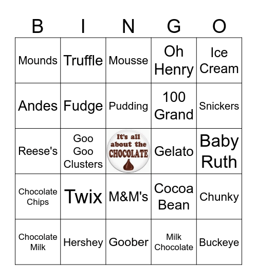 Chocolate Bingo Card