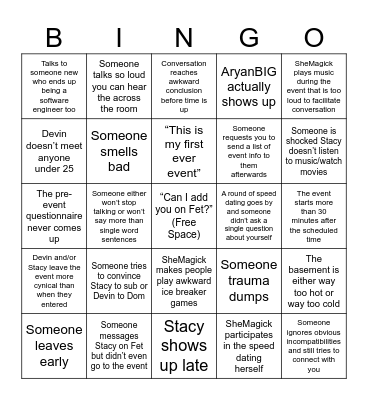 S4S Speed Dating Bingo Card