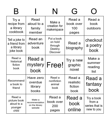 Book Bingo Card