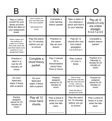 88 KEYS Springtime Bingo Card