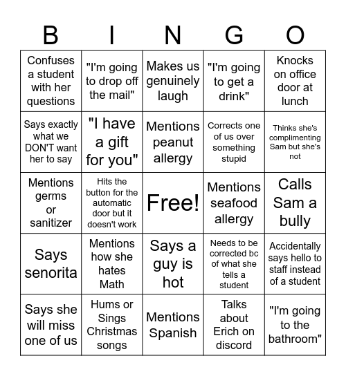 SamSam-Go Bingo Card