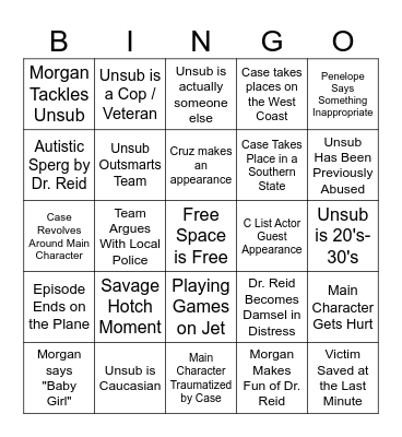 Criminal Minds Bingo Card