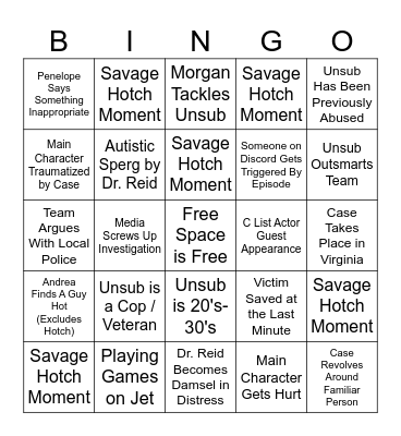 Criminal Minds Bingo Card