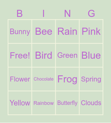 Spring ASL Vocab Bingo Card