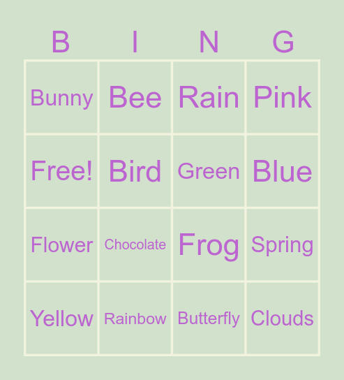 Spring ASL Vocab Bingo Card
