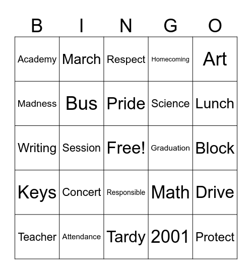 LHS March Madness 2024 Bingo Card