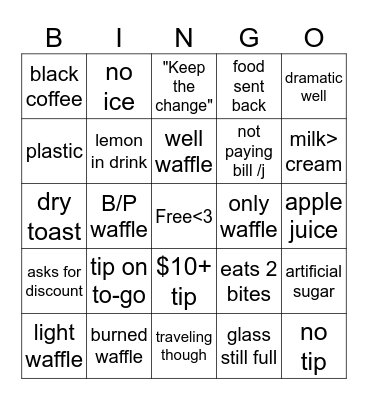 waffle house bingo Card