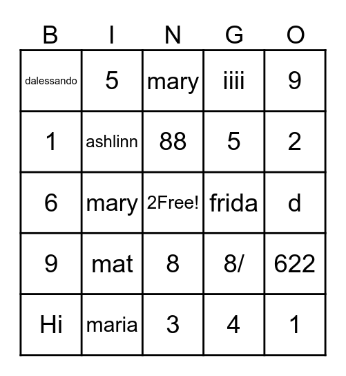 Singo Bingo Card