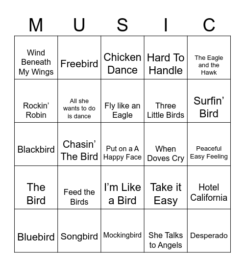 Birds Bingo Card
