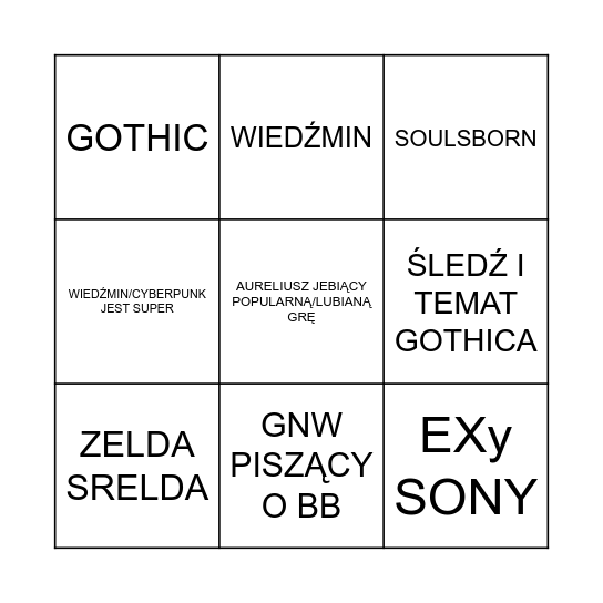 GIERECZKOWE BINGO Card