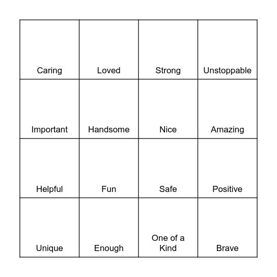 Affirmation Bingo Card