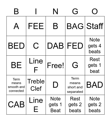 Music Review Bingo Card