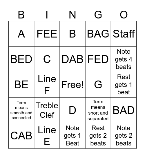 Music Review Bingo Card