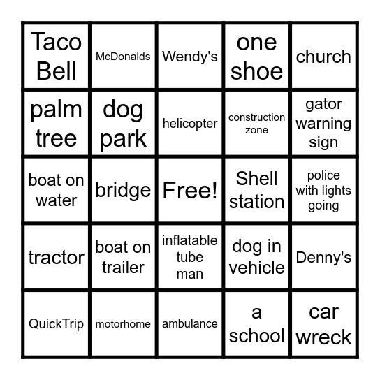 Disney Trip BINGO Card