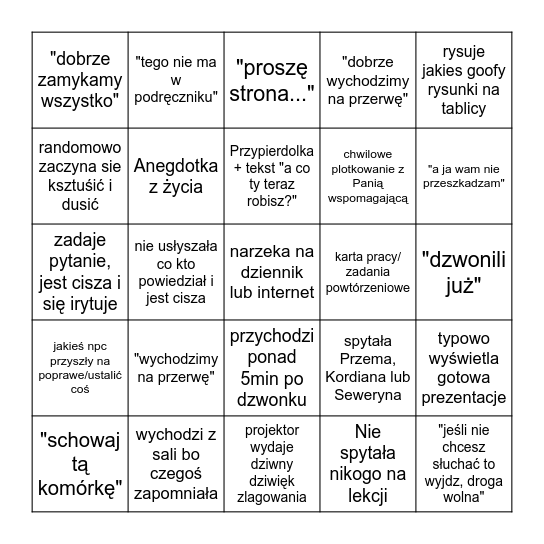 Zielingo Bingo Card