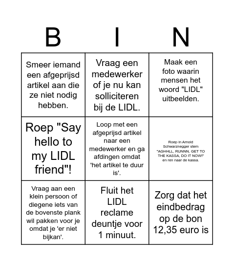 De 'onmogelijk maar ik wil hier weg' bingo Card