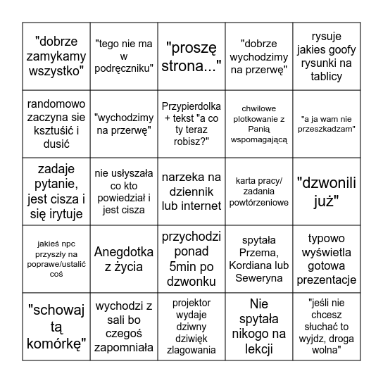 Zielingo Bingo Card