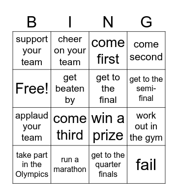 Sports events (CA 8) Bingo Card