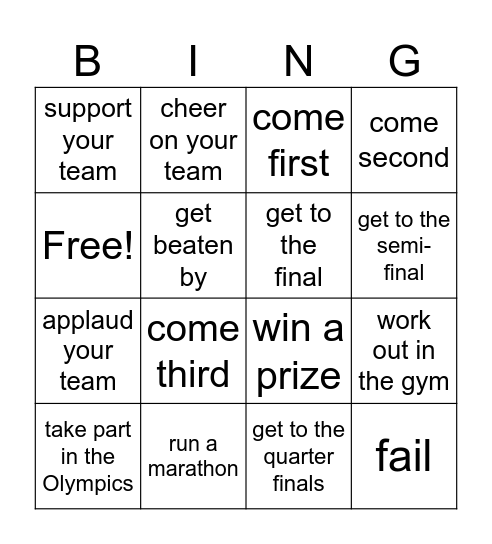 Sports events (CA 8) Bingo Card