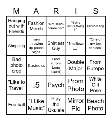 Marist 2028 Class Bingo Card