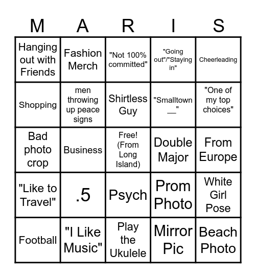 Marist 2028 Class Bingo Card