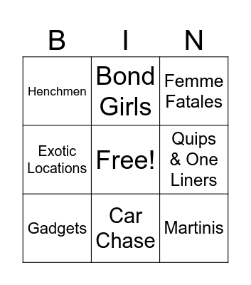 Bond Tropes Bingo Card