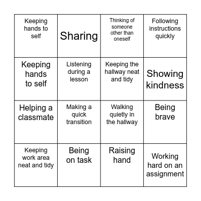 PBIS BINGO Card