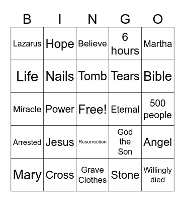 Jesus is Alive Bingo Card