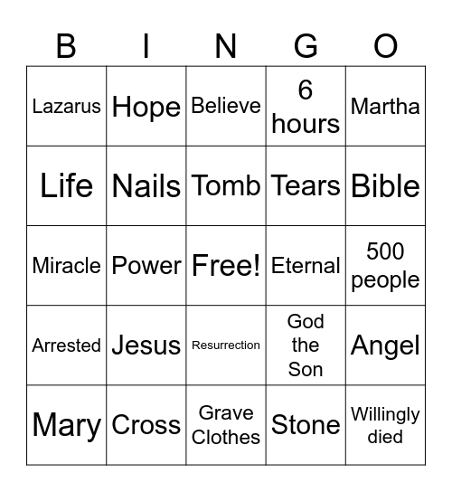 Jesus is Alive Bingo Card