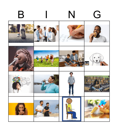 Action Verbs - 1 Bingo Card