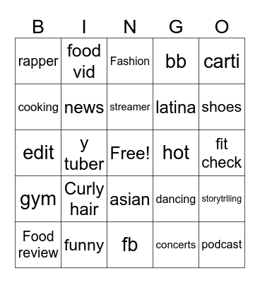 Fyptt Bingo Card