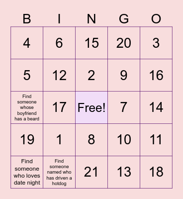 Nyla's Bach Bingo Example Bingo Card