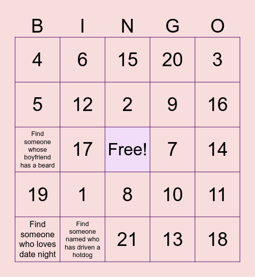 Nyla's Bach Bingo Example Bingo Card