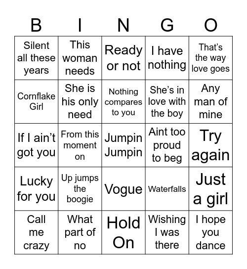 Ladies of the 90s Bingo Card