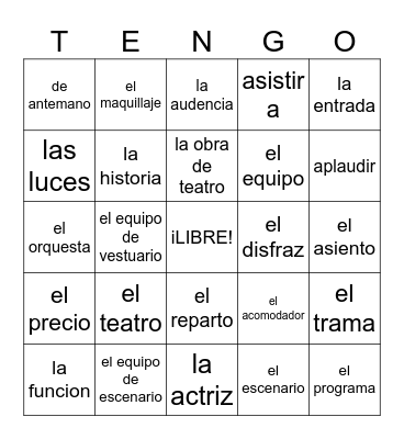 iVamos al Teatro! Bingo Card