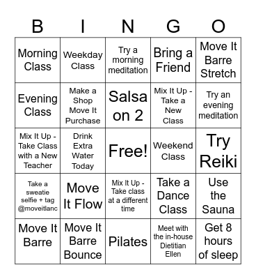 Love, Move It Bingo Card