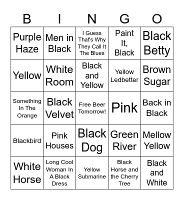 Colors 2.0 Bingo Card