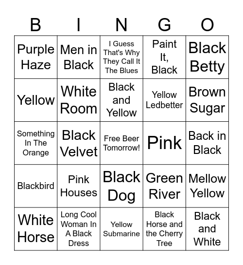 zColors 2.0 Bingo Card