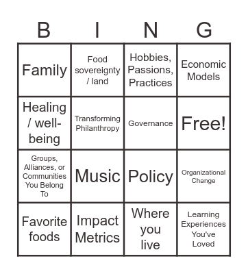 BINGO Card