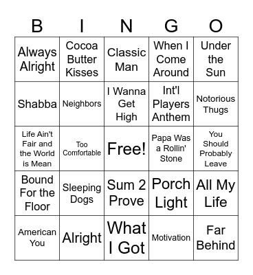 Rob Marley's Top for 2023 Bingo Card