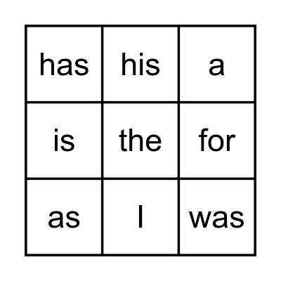 Heart Word Bingo S1 Bingo Card