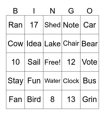 Fingerspelling & Numbers Bingo Card