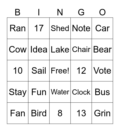 Fingerspelling & Numbers Bingo Card