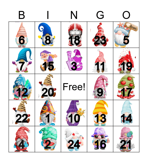 Bingo With My Gnomies Bingo Card