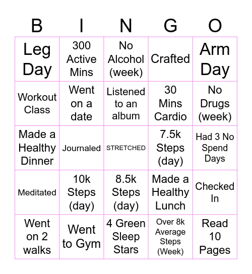 HOT GIRL BINGO Card