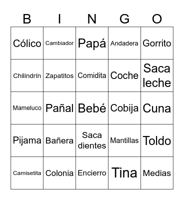 Baby Shower Bingo Card